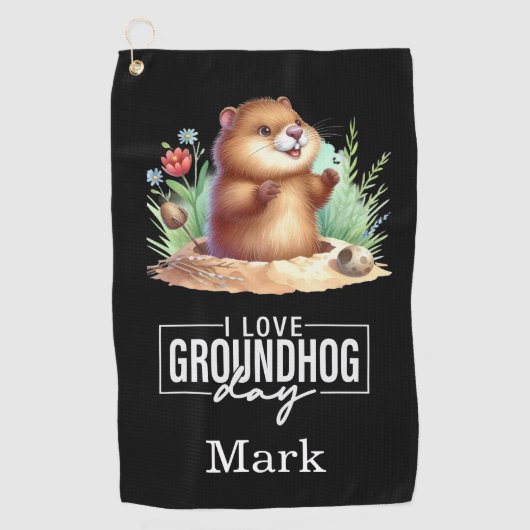 Punxsutawney Phil Groundhog Day golfhanddoek (Voorkant)