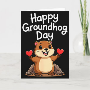 Punxy Phils Groundhog Day Schattig Hart Ontwerp Fe Kaart