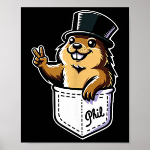 Punxy Phils Schattige Groundhog Day Zakontwerp Feb Poster
