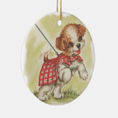  pup aan de lijn keramisch ornament (Rechts)