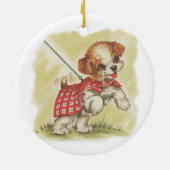  pup aan de lijn keramisch ornament (Achterkant)