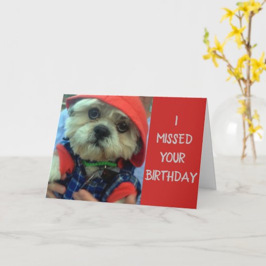 PUP IS "SAD" HIJ ***MISSED UW GROTE DAG** KAART (Gele Bloem)