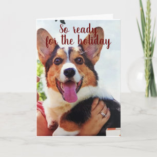 PUP KAN NIET WACHTEN OM "MERRY CHRISTMAS" TEGEN JE KAART