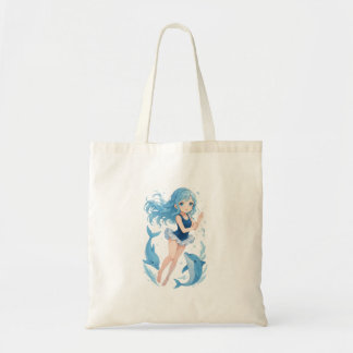 Pup Kawaii dolphin girl tote bag
