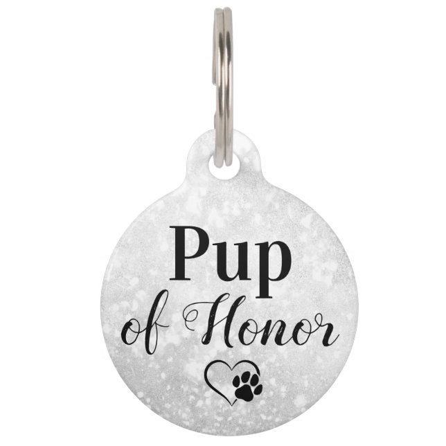 Pup of Honor Gepersonaliseerde Hond Hond Hond Trou Huisdierpenning (Voorkant)