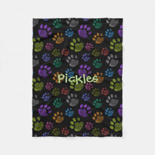 Pup Paw Fleece Dog Blanket, Small Deken
