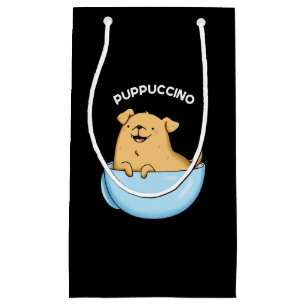 Pup-puccino Grappig Cappuccino Pun Donker BG Klein Cadeauzakje