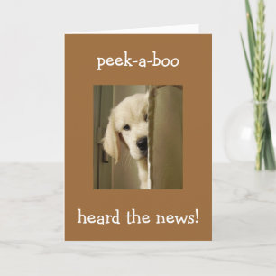 PUP ZEGT "PEEK-A-BOO"-AANNEMING CONGRATULATIES KAART