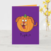Pupkin - Halloween Pumpkin Puppy Dog Wenskaart Kaart (Gele Bloem)