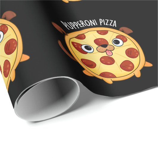 Pupperoni Pizza Grappige Pizza Pun Donker BG Cadeaupapier (Rol Hoek)