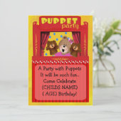 Puppet Party-uitnodiging Kaart (Staand voorkant)