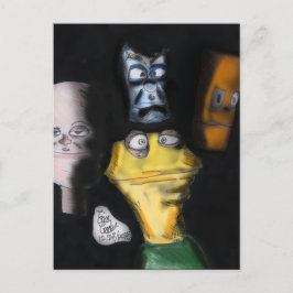 Puppets in the dark ( Erica Crooks puppet art ) Briefkaart