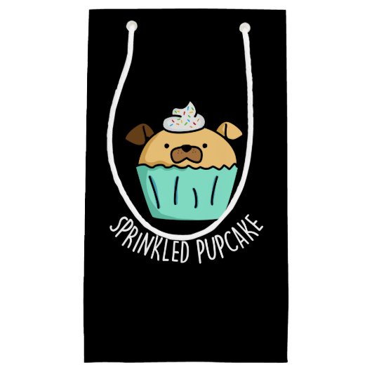 Puppie puppy Cupcake Pun Dark BG Klein Cadeauzakje (Voorkant)