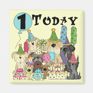 Puppies 1e Verjaardags Bash Tshirts en geschenken Magneet
