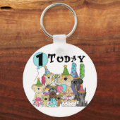 Puppies 1e Verjaardags Bash Tshirts en geschenken Sleutelhanger (Voorkant)