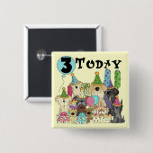 Puppies 3e Verjaardags Bash Tshirts en geschenken Vierkante Button 5,1 Cm (Voorkant /achterkant)