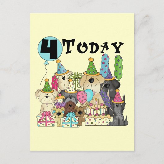 Puppies 4th Birthday Bash Tshirts en geschenken Briefkaart (Voorkant)