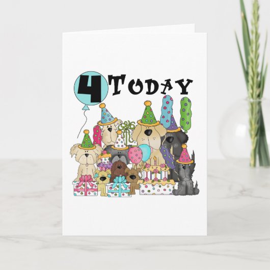 Puppies 4th Birthday Bash Tshirts en geschenken Kaart (Voorkant)
