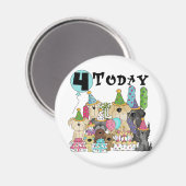 Puppies 4th Birthday Bash Tshirts en geschenken Magneet (Voorkant / Achterkant)