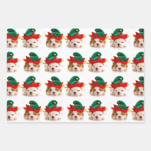 PUPPIES ALS CHRISTMAS WRAPPING FLAT SHEET REEKS VA INPAKPAPIER VEL