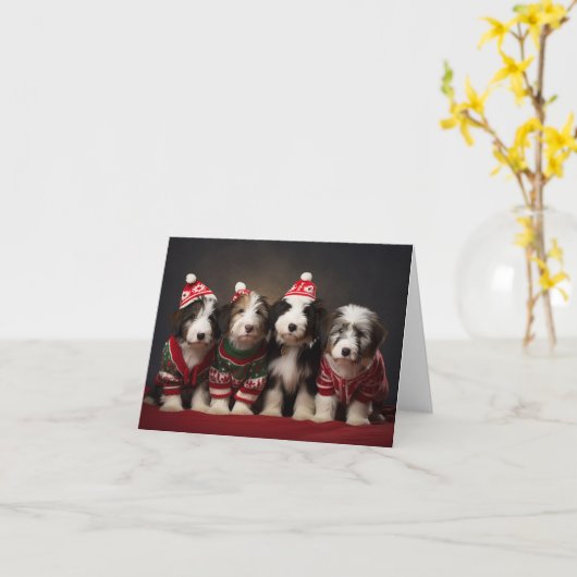 Puppies de collie barrées dans la carte de pulls d (Fleur jaune)