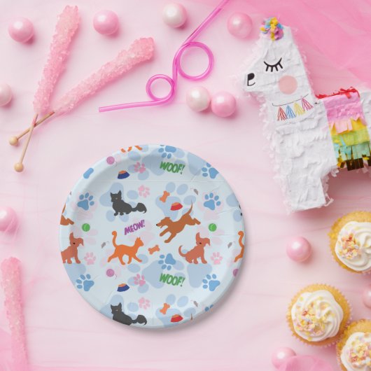 Puppies en Kittens Papieren Bordje (Feest)
