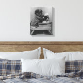 Puppies | Grappige hond bad foto Canvas Afdruk (Insitu (Slaapkamer))