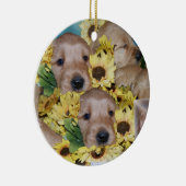 Puppies in de kerstversiering Flowers Keramisch Ornament (Rechts)