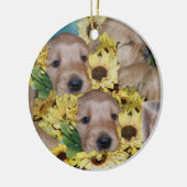 Puppies in de kerstversiering Flowers Keramisch Ornament (Links)