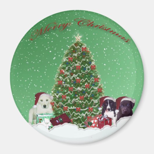 Puppies kerstdag Magnet Magneet (Voorkant)