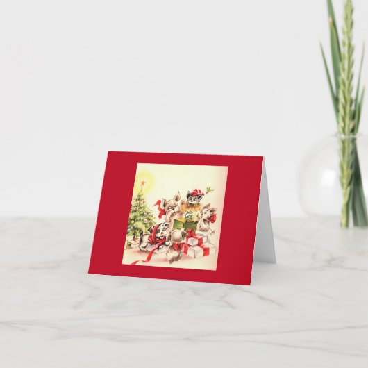  Puppies Kerstmis Kaart (Voorkant)