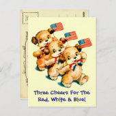  Puppies met Flags Briefkaart (Voorkant / Achterkant)