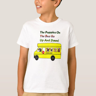 Puppies op schoolbus Kinder T - Shirt