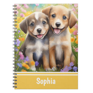 Puppies Schattigee Honden in de Bloemenweide Notitieboek