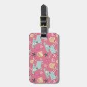 Puppies, sterren en bloemen bagagelabel (Voorkant verticaal)