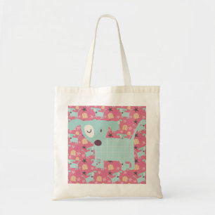 Puppies, sterren en bloemen tote bag