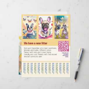 puppies te koop flyer met QR code sinaasappel