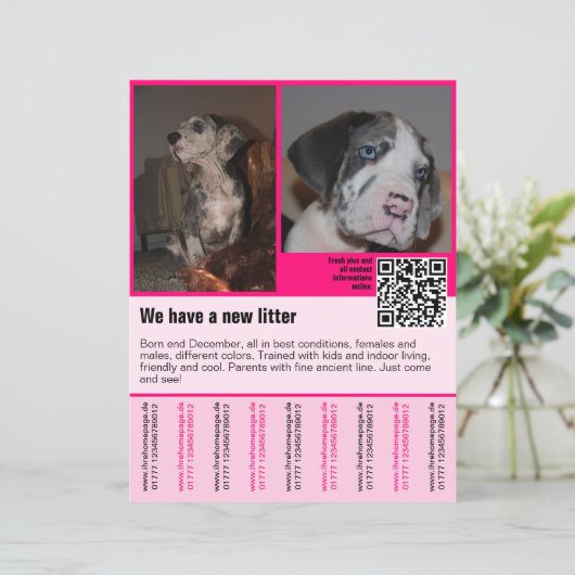 puppies te koop flyer sjabloon QR code (Staand voorkant)