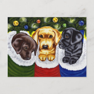 Puppies van Christmas Surprise Labrador Feestdagenkaart