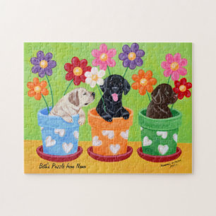 Puppies van de labrador van de bloem legpuzzel