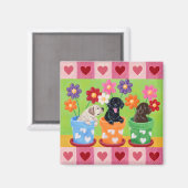 Puppies van de labrador van de bloem magneet (Voorkant / Achterkant)