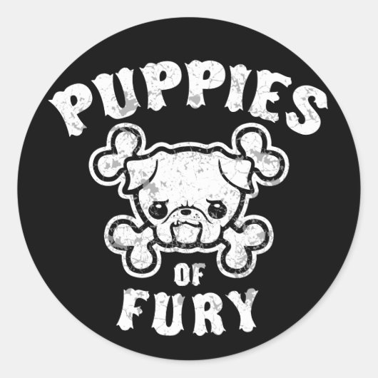 Puppies van Fury Ronde Sticker (Voorkant)