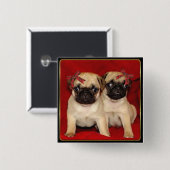 Puppies voor kerstbekers vierkante button 5,1 cm (Voorkant /achterkant)