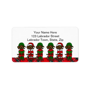 Puppies voor kerstmis met zes Chocolade Lab Etiket