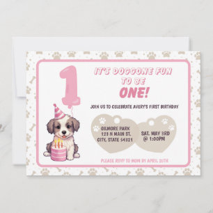 Puppy 1er Anniversaire Fête Invitation