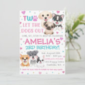 Puppy 2nd Birthday Invitation Deux laissez les chi (Debout devant)