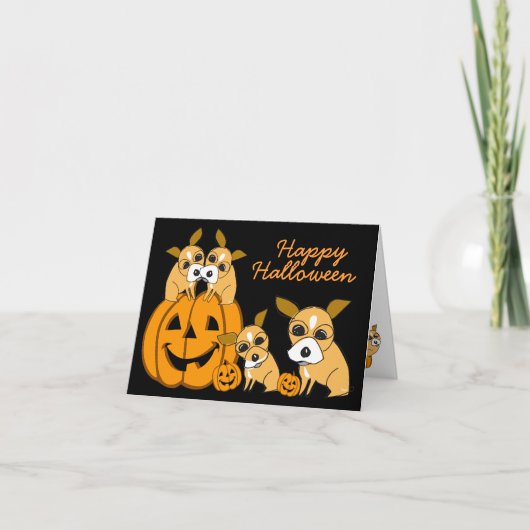 Puppy 4 van Chihuahua van de Kaart van Halloween (Voorkant)