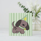 Puppy 4e verjaardag Kinder Limoen Aangepaste uitno Kaart (Staand voorkant)