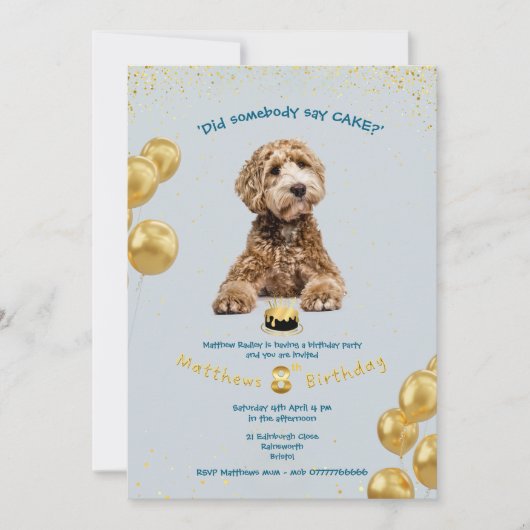 Puppy aime gâteau Anniversaire Fête Invitation (Devant)