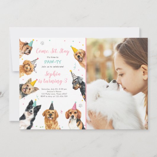 Puppy Anniversaire Invitation Chien Party Pawty Gi (Devant)